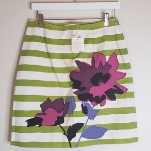 Boden striped floral skirt